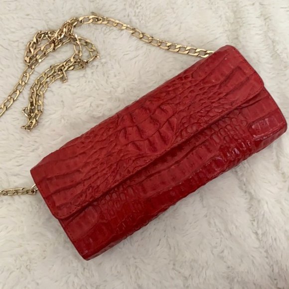 Genuine real Crocodile Clutch 10x4.5" NEW Red - Picture 1 of 7